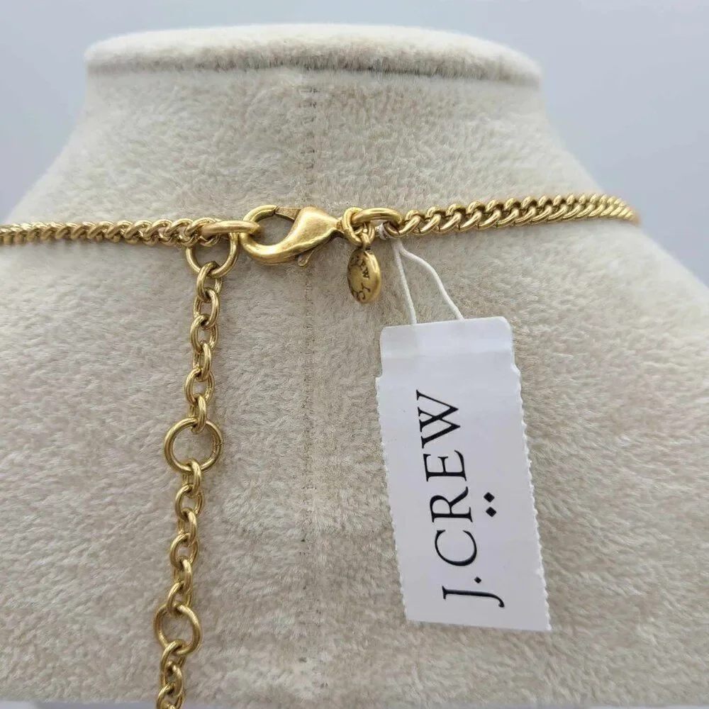 J Crew Factory Clear Crystal Gold Tone Statement Necklace NWT!  NEW!